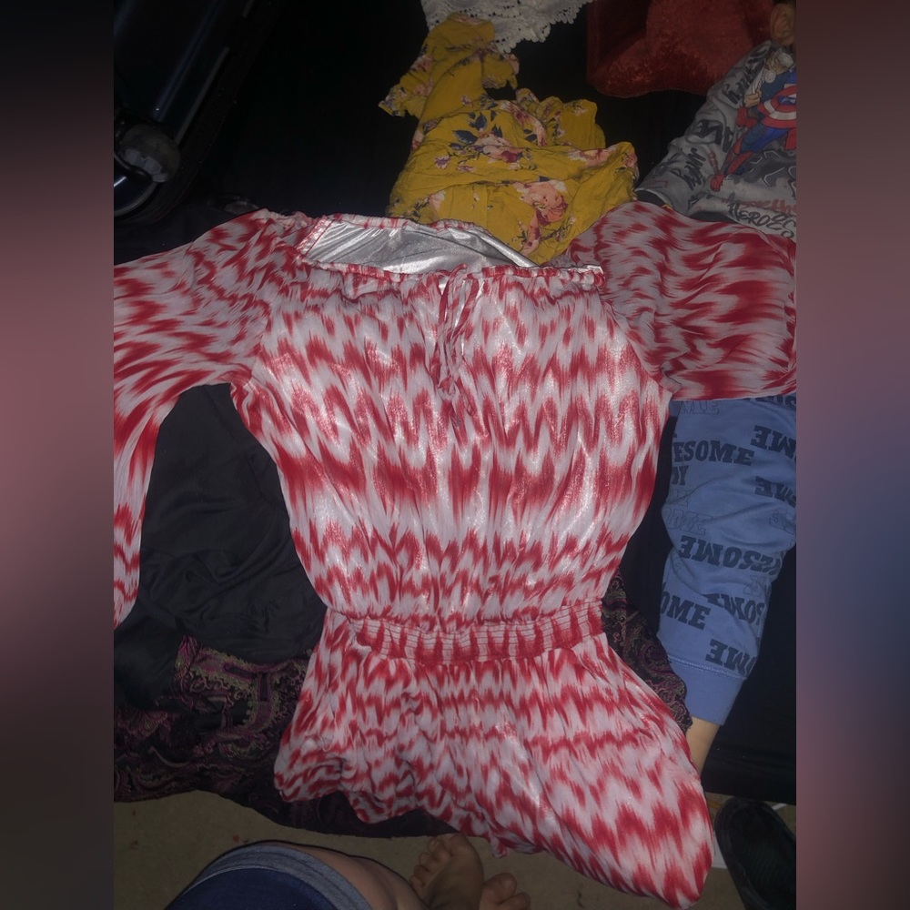 Red and white zig zag dress